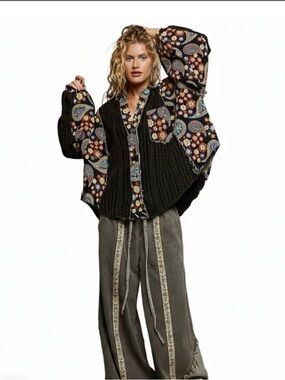 POL Paisley Hem Cardigan Boho Boutique statement jacket coastal cowgirl Indie